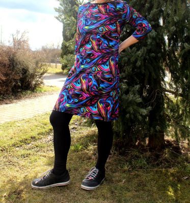 Dámské AGÁTA basic šaty  - modrý mix | XS, S, M, L, XL