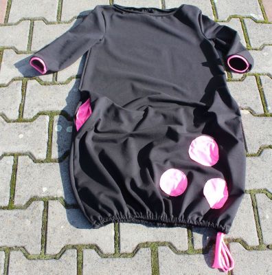 Dámské BALONOVÉ šaty - PETROL + černé puntíky vyrobeno v ČR