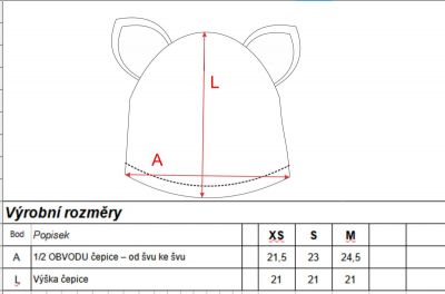 Dětská čepice s kočičími oušky. vyrobeno v ČR