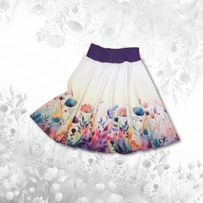 Dámská půlkolová sukně Akvarelové květy | XS, S, M, L, XL