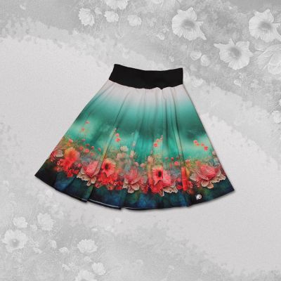 Dámská půlkolová sukně Zeď a kytky | XS, S, M, L, XL