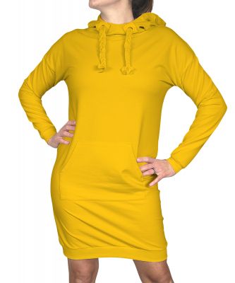 Dámské mikinové šaty oversize - Hořčicová | L, M, S, XL, XS, XXL