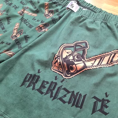 vtipné trenky s motorovou pilou, pro dřevorubce