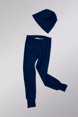 žebrované legíny navy modrá
