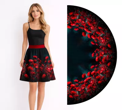 Dámská půlkolová sukně - Máky vyrobeno v ČR Dámská půlkolová sukně - Máky vyrobeno v ČR