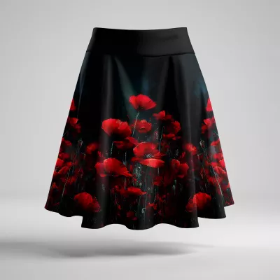 Dámská půlkolová sukně - Máky | XS, S, M, L, XL