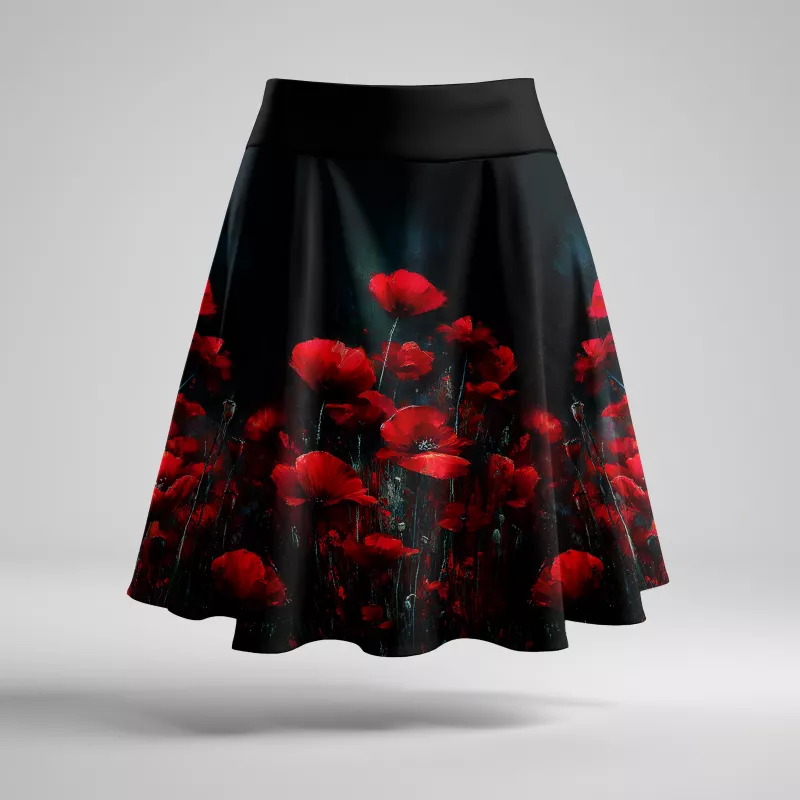 Dámská půlkolová sukně - Máky vyrobeno v ČR