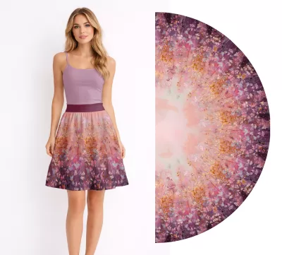 Dámská půlkolová sukně - Pastelové bejlí vyrobeno v ČR