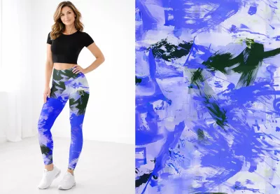 Designové legíny, přírodní, ombré, abstraktní, modré