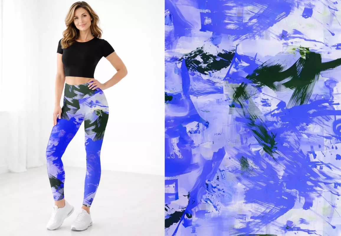 Designové legíny, přírodní, ombré, abstraktní, modré