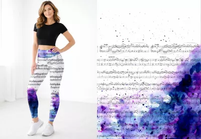 Designové legíny, přírodní, ombré, abstraktní, noty, pro hudebníky