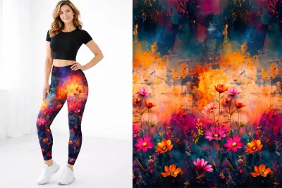 Designové legíny, přírodní, ombré, květinové