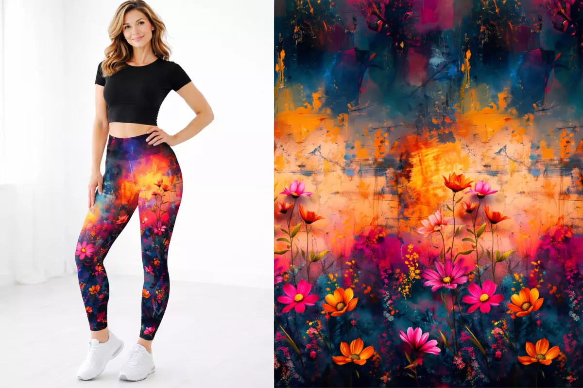 Designové legíny, přírodní, ombré, květinové