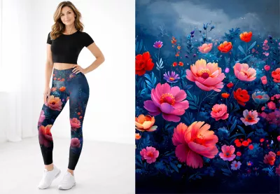 Designové legíny, přírodní, ombré, květinové