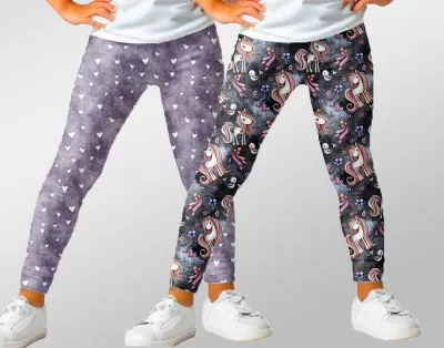 Set dvou kusů legín z příjemného Milk silk úpletu - srdíčka a jednorožci | 104 (2ks), 110 (2ks), 116 (2ks), 122 (2ks), 128 (2ks), 134 (2ks), 140 (2ks), 146 (2ks), 98 (2ks)