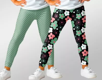 Set dvou kusů legín z příjemného Milk silk úpletu - puntíky a kytičky | 104 (2ks), 110 (2ks), 116 (2ks), 122 (2ks), 128 (2ks), 134 (2ks), 140 (2ks), 146 (2ks), 98 (2ks)