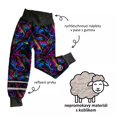softshellové kalhoty zateplené s beránkem - Modrý mix | 92, 98, 104, 110, 116, 122, 128, 134